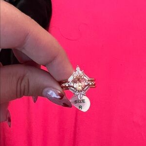 Gold and Silver Women's Ring with Crystal Accents